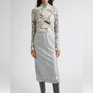 NWT Stine Goya Steel Grey Sequin Skirt - Size XS